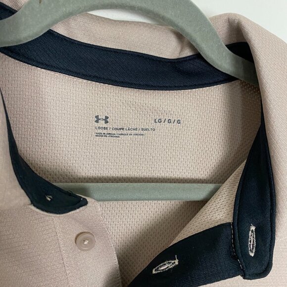 Under Armour Tan Tech Polo Mens Large Loose Short Sleeves - Picture 3 of 6